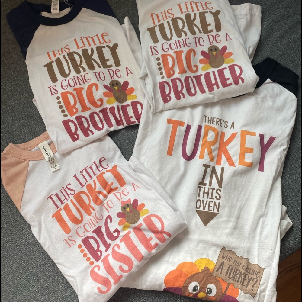 Thanksgiving turkey pregnancy announcement shirts